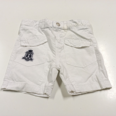Pantalone Bermuda Bianco Con Loghetto Blu Chicco 9 Mesi  