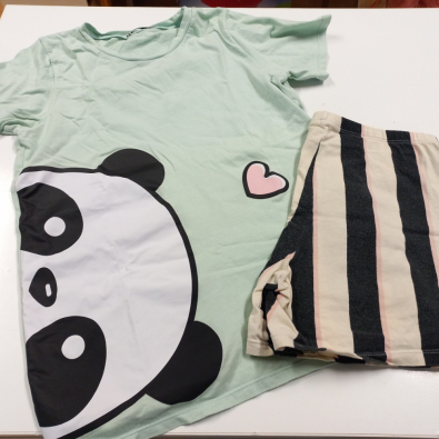 Pigiama Verde Menta Con Panda E Panta Righe Tezenis 12/13 Anni  