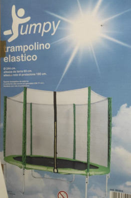 Tappeto-trampolino Elastico Diam.244cm Con Rete Protettiva H180cm Jumpy  