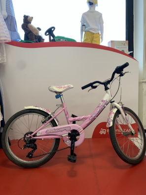Bicicletta 20'' ROLLMAR Bianco Rosa Con Doppio Freno Cavalletto 1 Cambio (Piccolo Difetto)  
