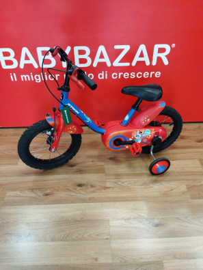 Bicicletta Bimbo/a 2/5 Anni Rossa E Blu B-twin Con Rotelle  