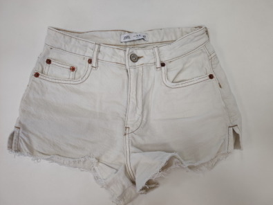Pantaloncino Jeans Zara 11/12a Bimba Cm 152 Bianco Orlo Sfrangiato