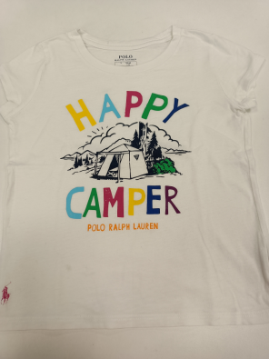 T-shirt Polo Ralph Lauren 5a Bimbo Cm.120 Bianco Stampa Happy